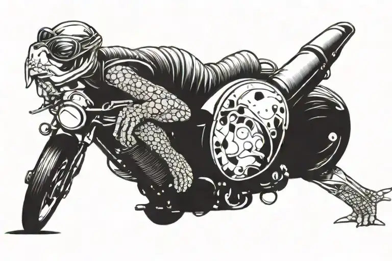 Woman Turtle On Motorbike