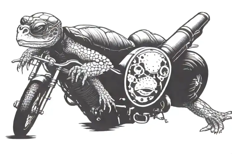 Woman Turtle On Motorbike