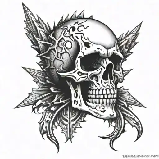 Skull Crying With Spikes Around Neck