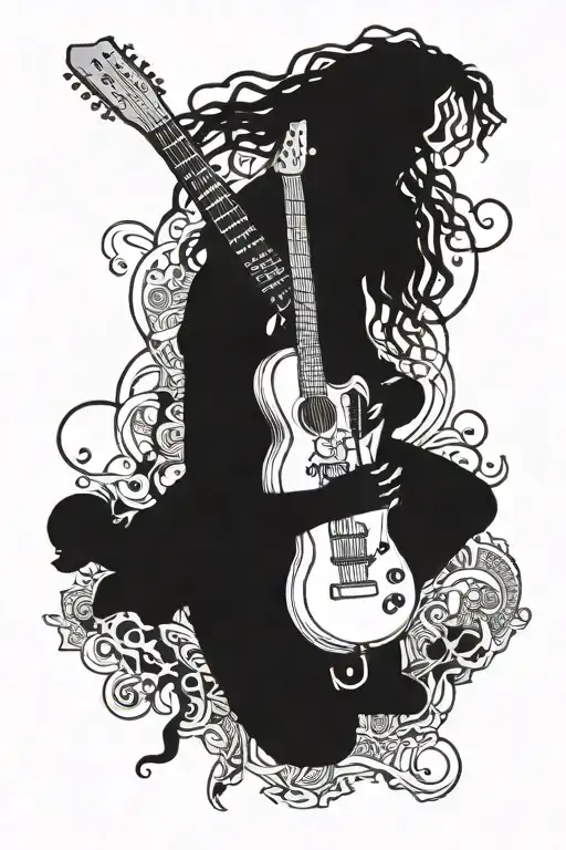 A Stick Figure Playing A Reggae Guitar Surrounded By Their Family Members