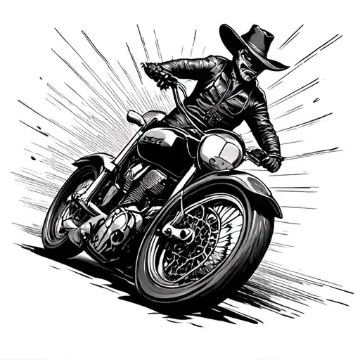 Cowboy On A Motorcycle Speed