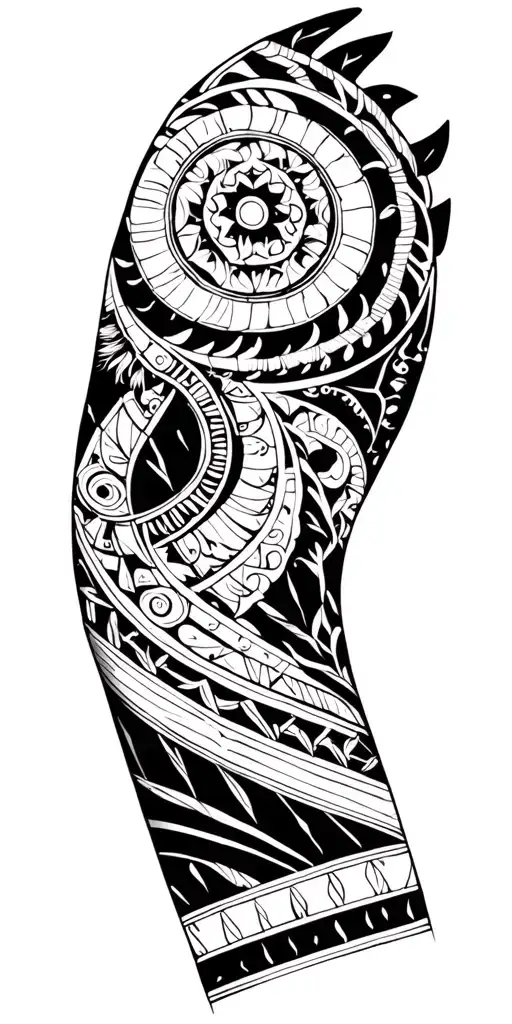 Blackwork Geometric Abstract Tribal Sleeve Ancient Roman Pattern And Symbols