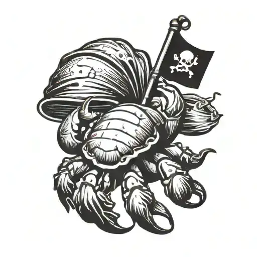 Hermit Crab Pirate Flag Shell