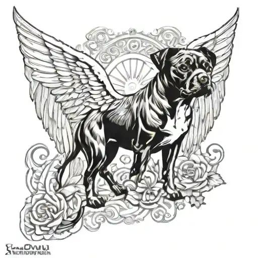 A Staffordshire Bull Terrier As An Angel Wings