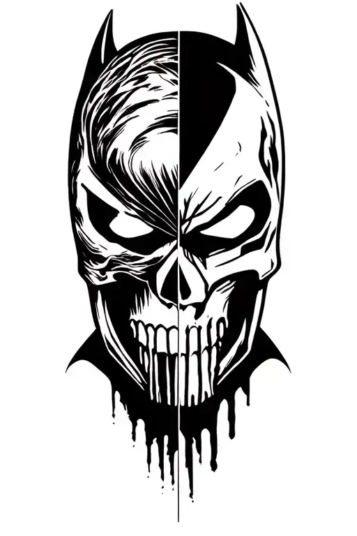 Punisher And Batman Split Face