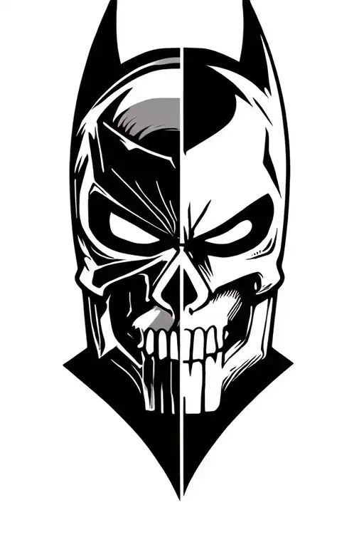 Punisher And Batman Split Face