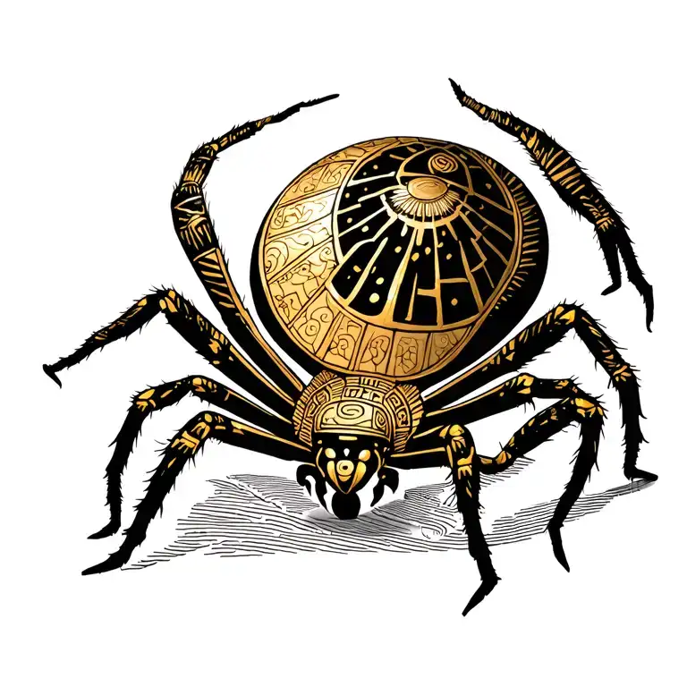 Egyptian Golden Orb Spider God Of Peace Sign