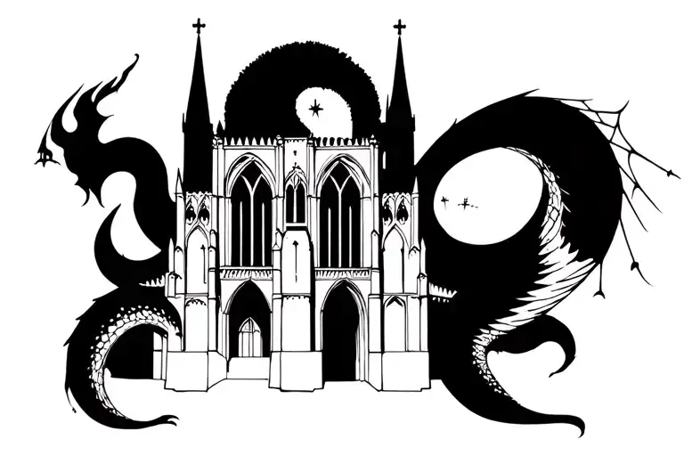 Gothic Cathedral Castle With Serpant And Cobwebs