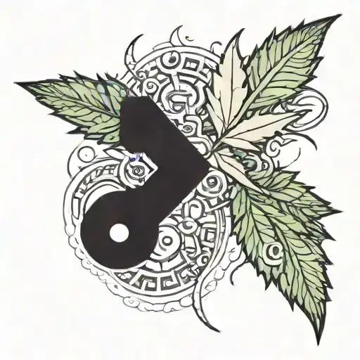 A Tattoo Featuring A Marijuana Leaf Intertwined With Video Game Symbols