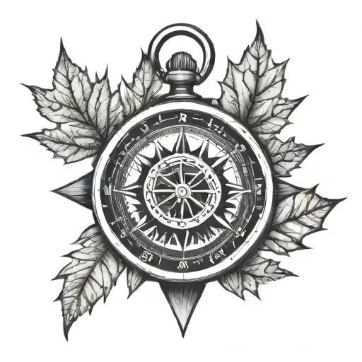 Compass And Maple Leaf Inside Of The Compass