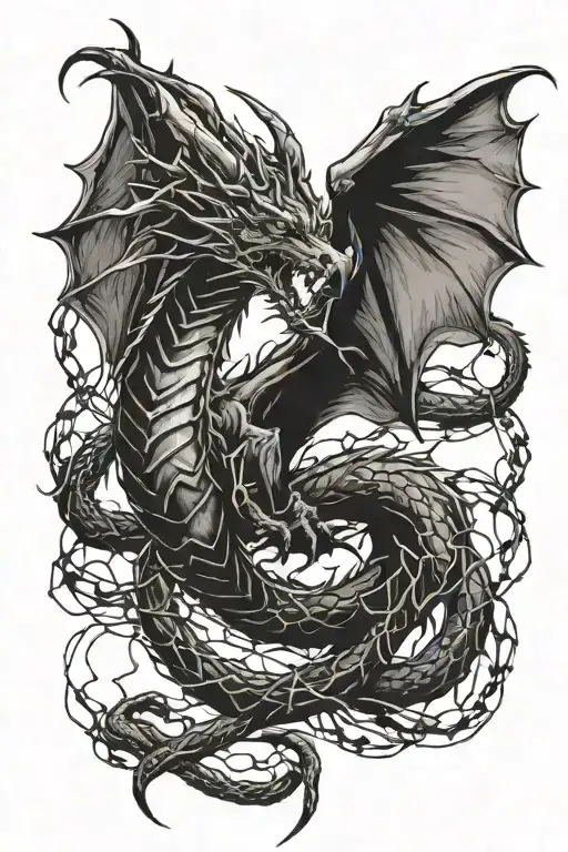 Dragon With Barbed Wire Going Around It