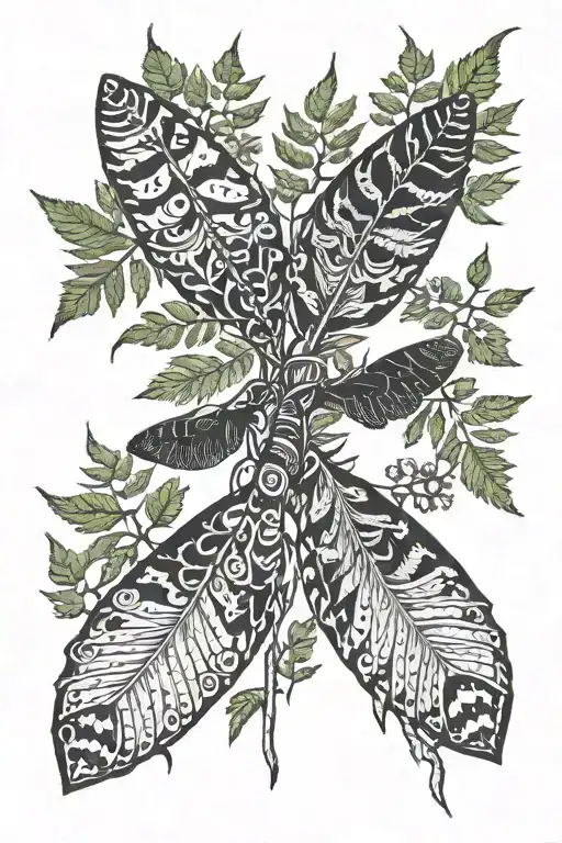 Moth Runes Nordic Fern Trees