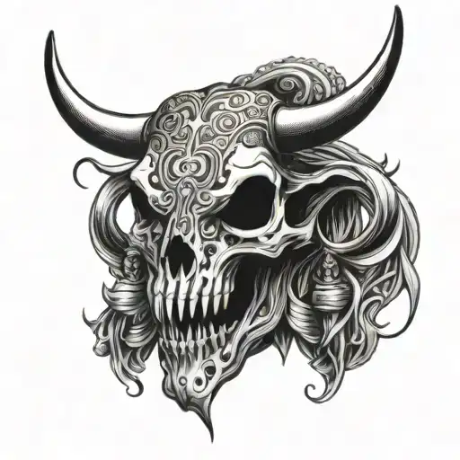 Bull Skull With Sword Going Through It And Nose Ring