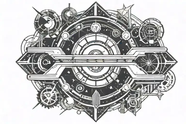 Retro Futurism Symbol Cyber Punk Space