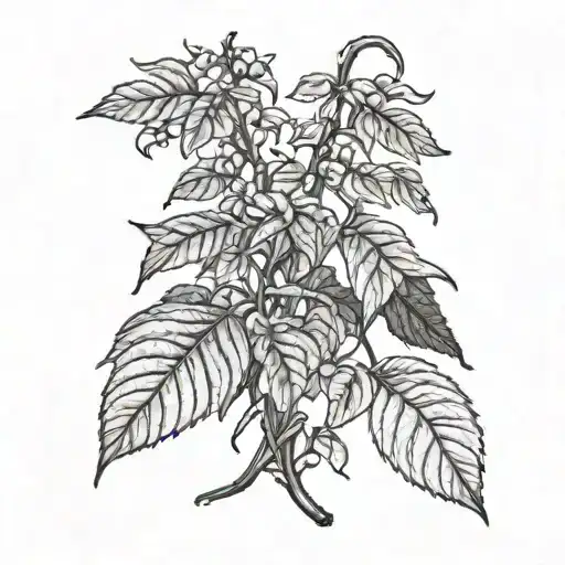 A Chili Plant In Botanical Ilustration