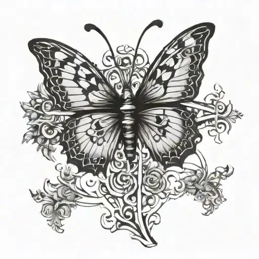 A Unique Design Combining A Butterfly And A Cross To Symbolize Faith And Transformation