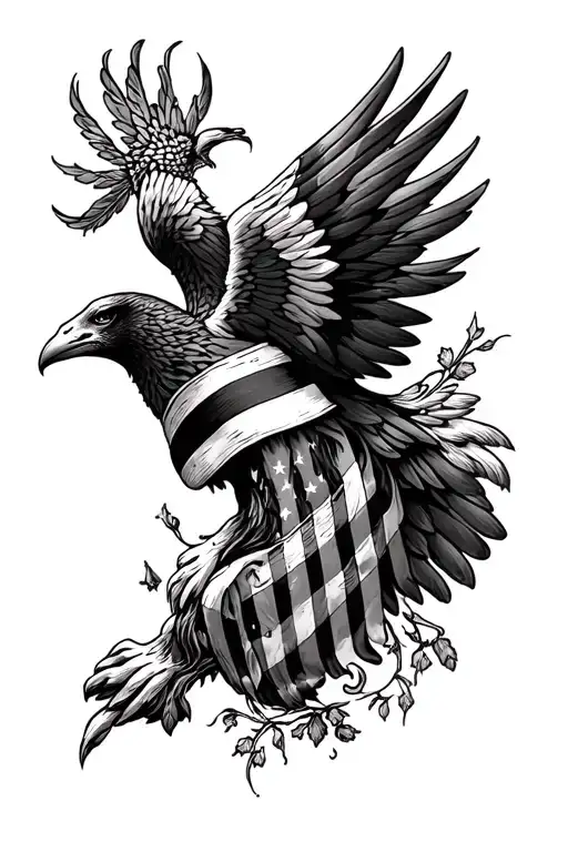 Tattoo Mixing German And American Pride