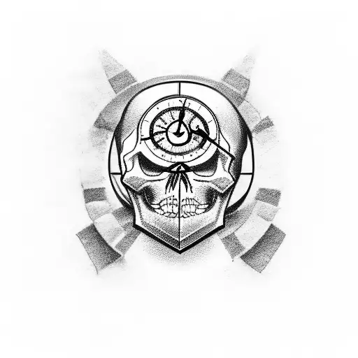 Skull With Broken Clock