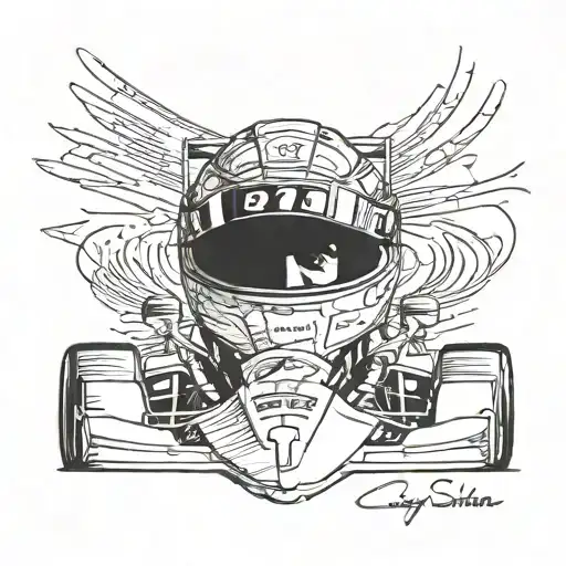 A Stylized Portrait Of Ayrton Senna Driving A Formula 1 Car