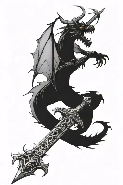 Dragon Wrapped Around A Sword