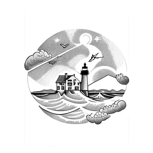 Lighthouse And Mountains Arm Sleeve