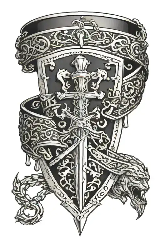 Bracelet With A Shield Heraldic Sword Armor