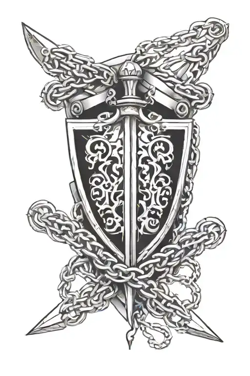 Bracelet With A Shield Heraldic Sword And Chains Armor