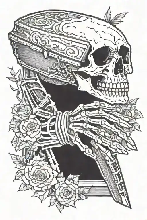 Memorial Coffin Bestfreind Skeleton Hand Holding
