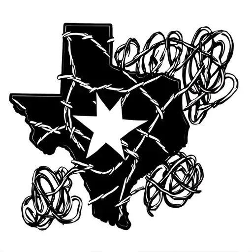Outline Of Texas With Barb Wire Wrap