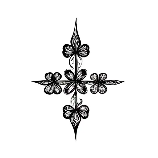 Family Of 4 Leaf Clover Irish Tribal Symbols
