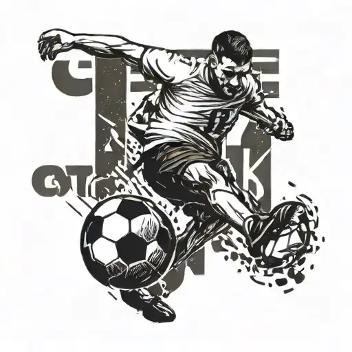 A Football Player Kicking A Ball With A Trail Of Stthk Letters Behind It