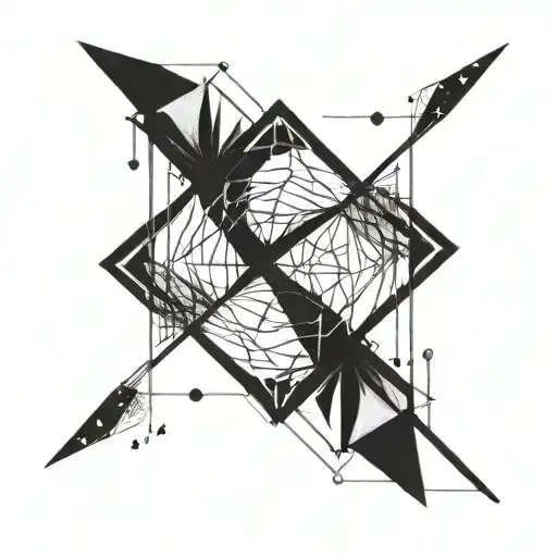 A Minimalist Blackwork Tattoo Of A Virgo Constellation Intertwined With Stylish Geometric Shapes