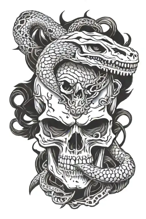 Skull And Ak 47 Gun With A Snake