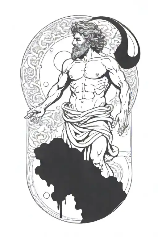 Greek God Figure Surrounded