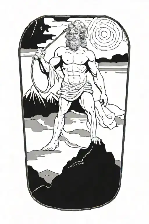 Greek God Figure Surrounded My Mountain