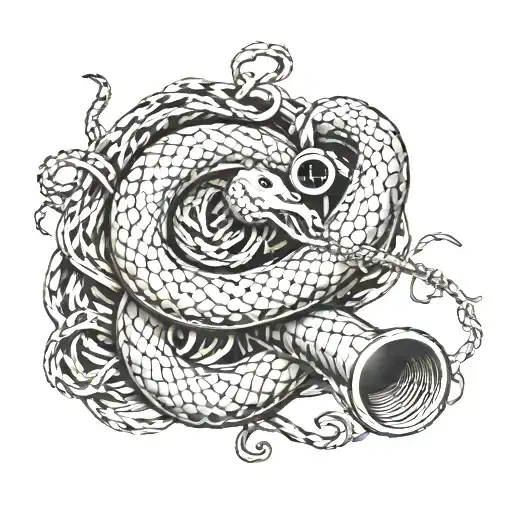 A Smoking Gun With Music Staffs Wrapped Around It Like A Snake