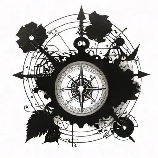 Incorporate A Detailed Compass Design With Musical Notes In The Background