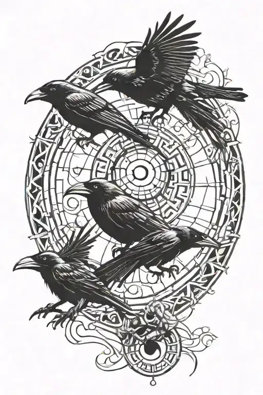 A Flock Of Crows On The Background Of A Sharingan