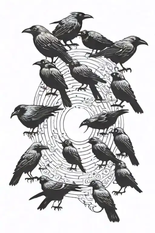 A Flock Of Crows On The Background Of Mangekoo Sharingan