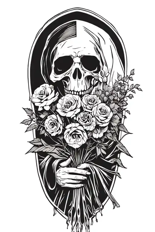 Grim Reaper Holding A Bouquet