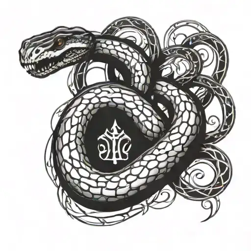A Snake Intertwined With Musical Notes And Gaming Symbols