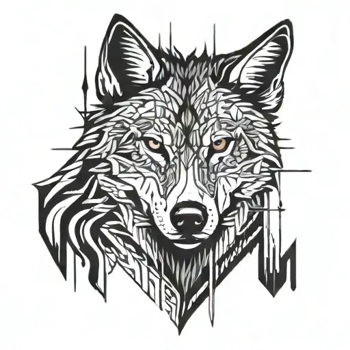 Half Wolf Head Abstract Arrow