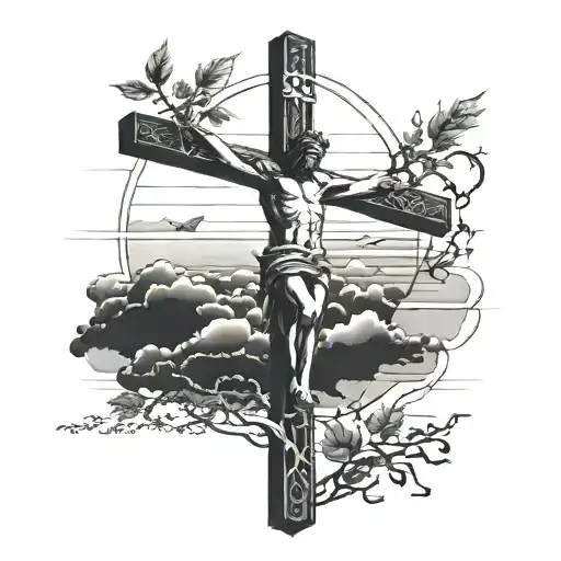 God On The Cross In The Sunset