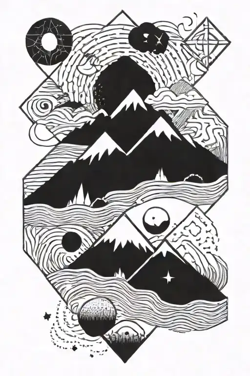 Geometric Mountains Beach Music Stars