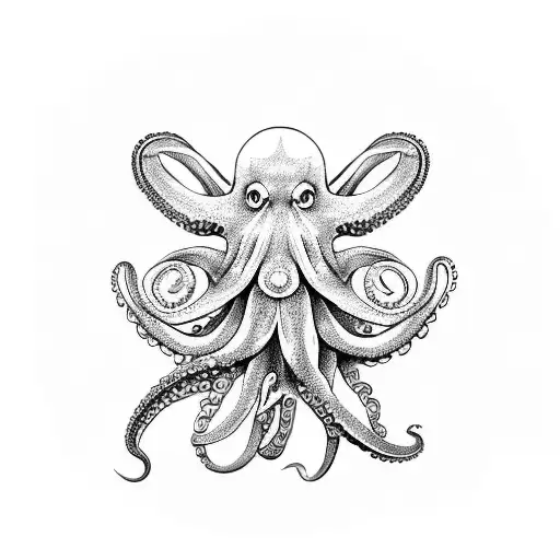 Octopus On Top And A Crab Below