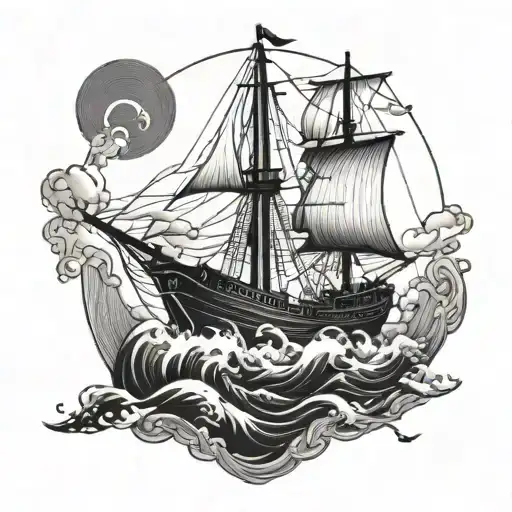 Ocean Storm Boat Sailing