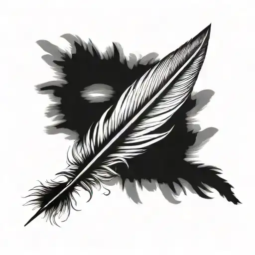 A Feather Transforming Into A Quill Pen With Intricate Details