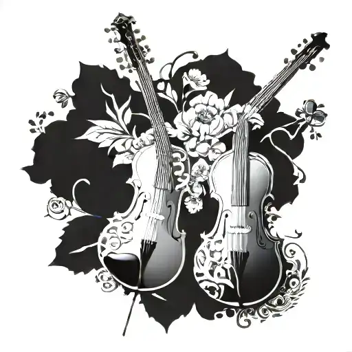 A Symphony Of Musical Instruments Intertwined With Delicate Mysore Floral Patterns