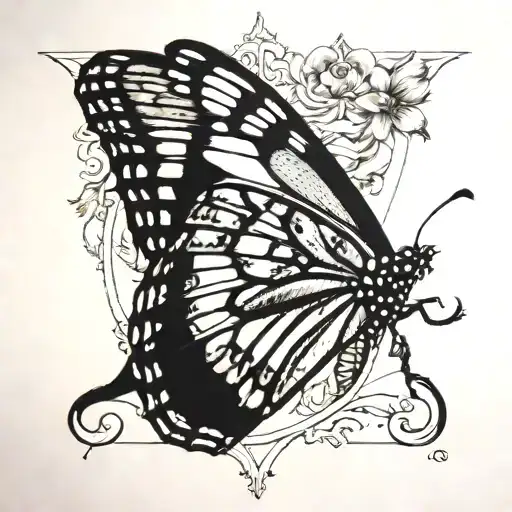 Smal Monarch Butterfly On Chest With A Roma Numeral Date Underneath