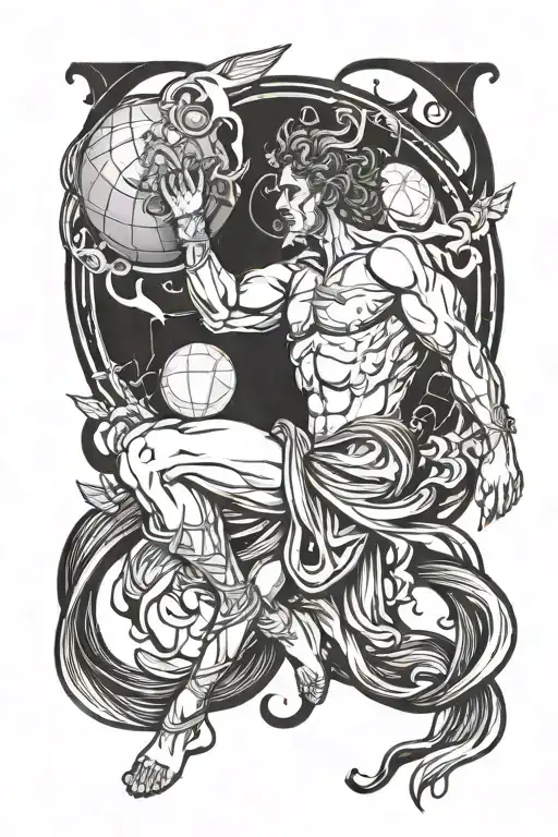 Greek Mythology Atlas Holding The World In Anime Character